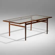 Branco & Preto, Dining table, c. 1955, rosewood, glass