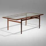 Branco & Preto, Dining table, c. 1955, rosewood, glass