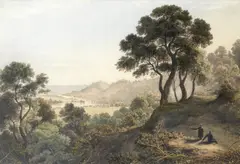 John Glover Ows, Goodrich Castle on the Wye, Herefordshire, watercolour with gum arabic
