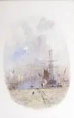 George Weatherill, View of Scarborough from the harbour looking up towards the castle