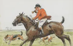 'Snaffles' Charlie Johnson Payne, John Jorrocks and Jim Pigg, Circa 1920, both signed 'Snaffles' in pencil