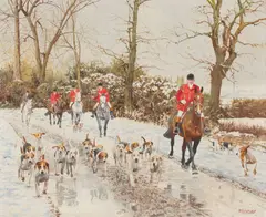 R.L. Harvey, Setting off on a Winter's day, oil on canvas