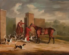 Samuel Alken, Unkennelling; Breaking Cover; Throwing off; The Kill, oil on canvas, each