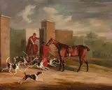 Samuel Alken, Unkennelling; Breaking Cover; Throwing off; The Kill, oil on canvas, each