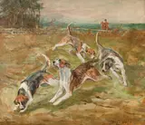 John Emms, Getting the scent, oil on canvas