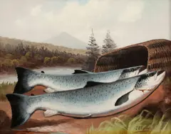 John Bucknell Russell, A pair of salmon, oil on canvas