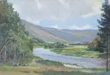 Frank Wallace, A pair of fishing landscapes  entitled Carron pool on the River Spey and The River Helmsdale, watercolour