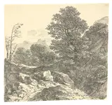 Carl Friedrich von Rumohr, Italienische Gebirgslandschaft, Feder in Schwarz auf Bütten
