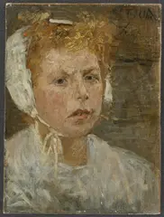 Fritz von Uhde, Kopf einer jungen Holländerin. (Vor) 1882, Öl auf Leinwand auf Pappe