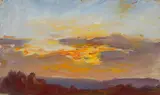 Rebecca Félix, Abendhimmel, Öl auf Leinwand, auf Karton aufgezogen