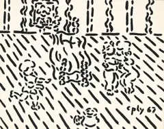 Ohne Titel by William Copley, 1967, Tusche auf genarbtem Papier, sold Nov 2013