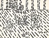William Copley, Ohne Titel, 1967, Tusche auf genarbtem Papier