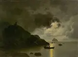 Georg Emil Libert, Nächtliche Wolken über einer Felsenküste, 1873, Öl auf Leinwand