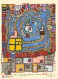 Wasserende am Dach by Friedensreich Hundertwasser, 1987, Farbholzschnitt auf Japan, sold Nov 2015