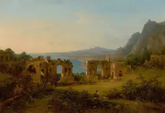 Blick auf das antike Theater von Taormina by Deutsch, um 1830, Öl auf Leinwand, sold Nov 2015