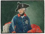 Anton Friedrich König, Miniaturportrait Friedrichs des Großen (1712–1786), Um 1772, Tempera auf Pergament