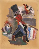 Helmut Kolle, Le Porte-Drapeau, 1924, Öl auf Karton