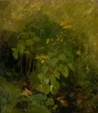 Christian Friedrich Gille, Gelbe Blumen auf grünem Grund