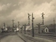 Léonard Misonne, Sortie de la Gare, 1938, Vintage. Mediobrome-Abzug
