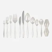 Diamond silverware by Gio Ponti, 1958, sterling silver, stainless steel, sold Jan 2020