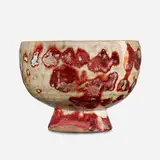 footed bowl by Beatrice Wood, c. 1985, irridescent oxblood and turquoise glazed earthenware, sold Jan 2020