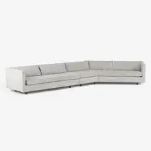 Harvey Probber, sectional sofa, c. 1955, wool upholstery, walnut