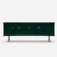 Jean Leleu, cabinet, c. 1960, lacquered wood, brass, gold leaf