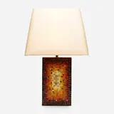 Vladimir Kagan, table lamp, c. 1955, glass tiles, bronze, linen