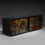 cabinet, model PE 40A by Paul Evans, 1972, welded, gilt, and patinated steel, slate, sold Jan 2020
