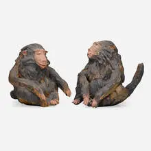 David Gilhooly, Pair of Baby Baboons, 1969, foam, paper mâché