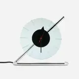 Gilbert Rohde, Z-clock, model 4090, chrome-plated brass, enameled metal, glass