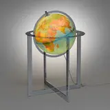 Nova Rico, Illuminated globe with stand, c. 2010, chrome-plated steel, printed paper over plastic