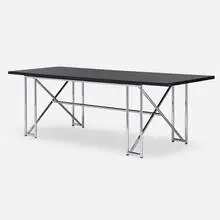 Eileen Gray, Double X dining table, 1928 / 1992, chrome-plated steel, lacquered wood, smoked glass