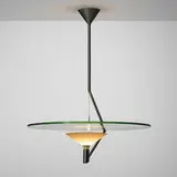 Daniela Puppa, Olympia chandelier, model 2731, c. 1984, glass, frosted glass, chrome-plated brass and steel, steel wire