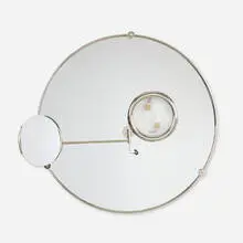 Eileen Gray, Satellite mirror, nickel-plated brass, mirrored glass, frosted glass, plastic