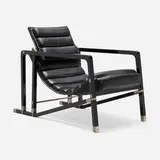 Eileen Gray, Transat chair, leather upholstery, lacquered beech, nickel-plated brass
