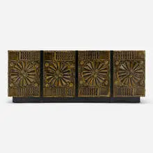Adrian Pearsall, Cabinet, c. 1970, bronze resin over plywood, laminate, lacquered wood