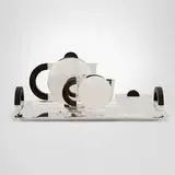 Christian Fjerdingstad, Tea service, c. 1930, silver-plated metal, ebony