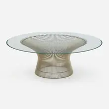 Warren Platner, Coffee table, chrome-plated steel, glass