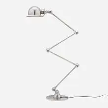 Adjustable floor lamp by Jean-Louis Domecq, c. 1955, chrome-plated steel, cast aluminum, sold Sep 2024