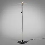 Gyula Pap, Floor lamp, model BST 23, nickel-plated brass, lacquered iron, frosted glass, lacquered wood