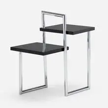 ClassiCon, Tiered occasional table, 1992, chrome-plated steel, lacquered wood
