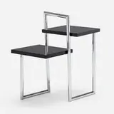 ClassiCon, Tiered occasional table, 1992, chrome-plated steel, lacquered wood