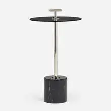 Occasional table by Modern, c. 1980, chrome-plated steel, glass, marble, sold Sep 2024