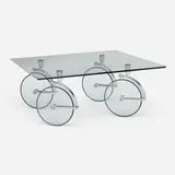 Gae Aulenti, Coffee table, c. 1995, glass, chrome-plated steel