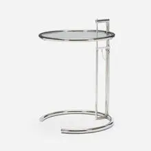 Eileen Gray, Adjustable occasional table, c. 1995, chrome-plated steel, glass