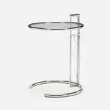 Eileen Gray, Adjustable occasional table, c. 1995, chrome-plated steel, glass