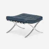 Barcelona ottoman by Ludwig Mies van der Rohe, stainless steel, leather upholstery, leather, sold Sep 2024