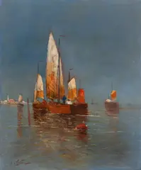 F. Claiton, Boats at Sea