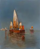 F. Claiton, Boats at Sea